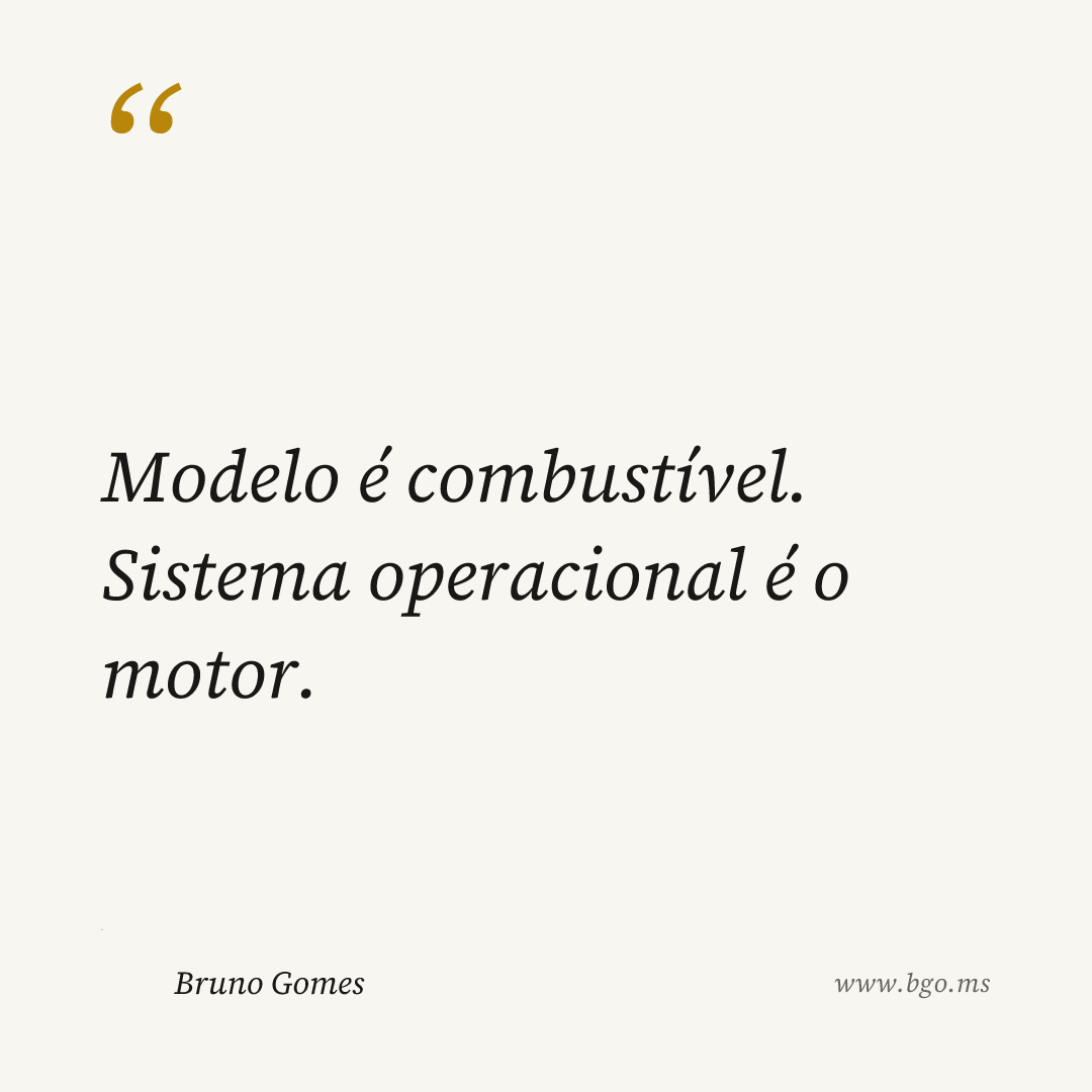 Modelo é combustível. Sistema operacional é o motor.