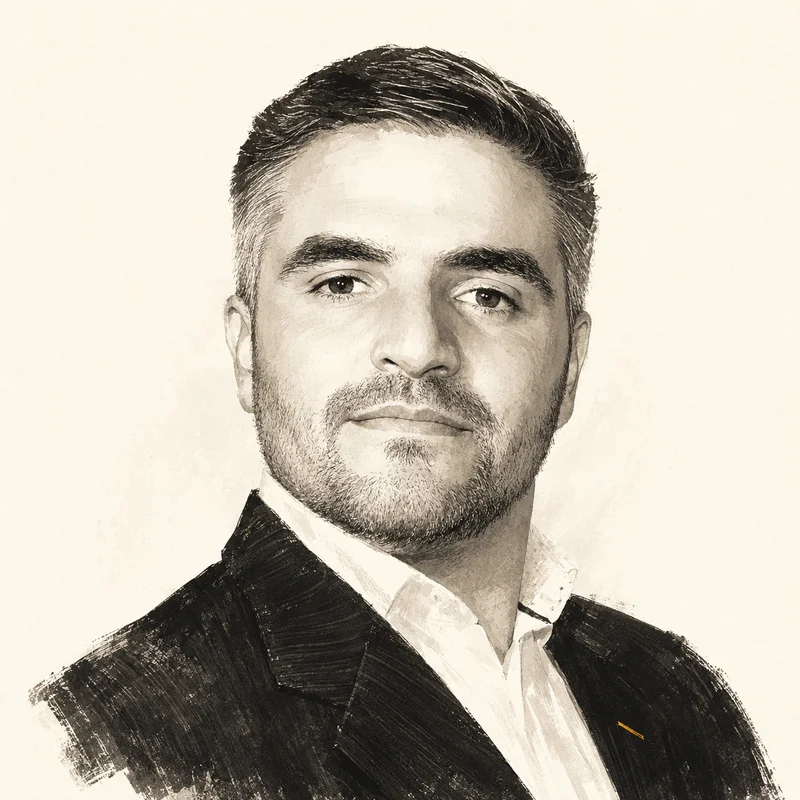 Retrato editorial pintado de Bruno Gomes